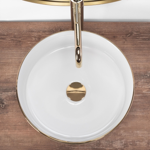 Rea Sami 36 cm pultra ültethető mosdó, fehér/arany REA-U6630