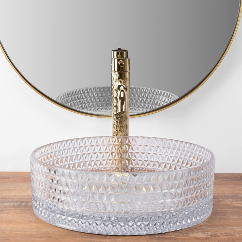 Rea Cristal 35,5 cm pultra ültethető üvegmosdó, átlátszó REA-U9670