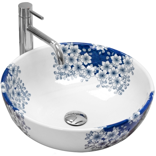 Rea Fiori 41 cm pultra ültethető mosdó, fehér/kék REA-U6520