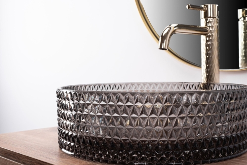 Rea Cristal 35,5 cm pultra ültethető üvegmosdó, fekete REA-U9671