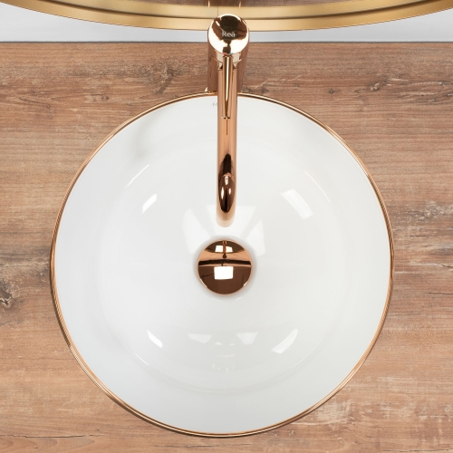 Rea Stella 36 cm pultra ültethető mosdó, fehér/rose gold REA-U7444