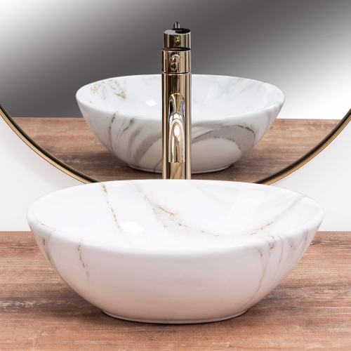 Rea Sofia Mini Marble 35x26 cm pultra ültethető mosdó, fehér REA-U8014