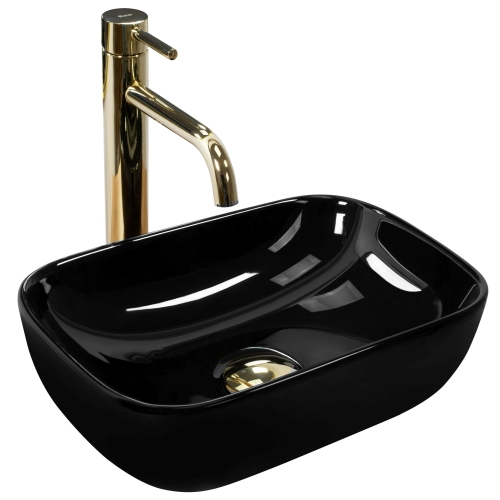 Rea Belinda Mini 37x25,5 cm pultra ültethető mosdó, fekete REA-U8004