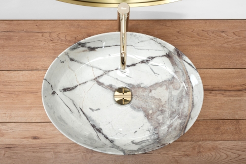 Rea Queen Thunder 55x41,5 cm pultra ültethető mosdó, kőhatású REA-U4101