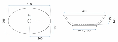 Rea Pamela Mini 40x26,5 cm pultra ültethető mosdó, fehér REA-U5804