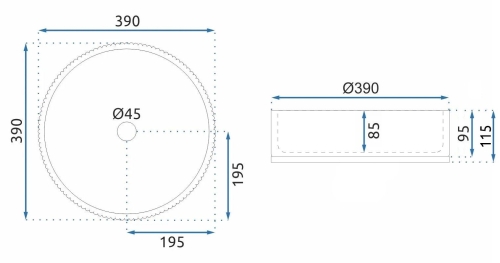 Rea Cristal 39 cm pultra ültethető üvegmosdó, átlátszó REA-U8881