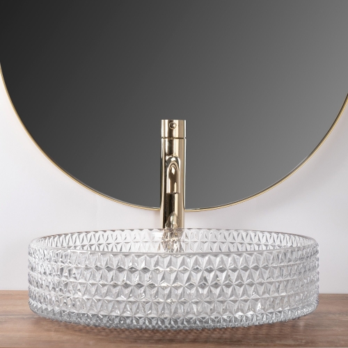 Rea Cristal 39 cm pultra ültethető üvegmosdó, átlátszó REA-U8881