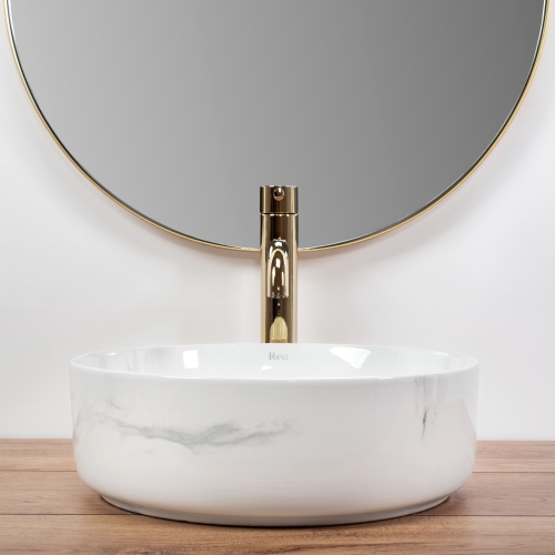 Rea Sami Marble 35,5 cm pultra ültethető mosdó, fehér REA-U6606