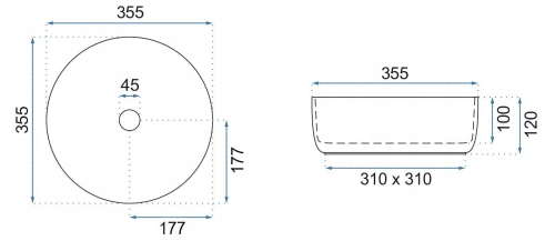 Rea Sami Marble 35,5 cm pultra ültethető mosdó, fehér REA-U6606