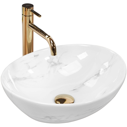 Rea Sofia Marble 41x34,5 cm pultra ültethető mosdó, fehér REA-U6605