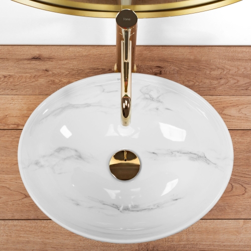 Rea Sofia Marble 41x34,5 cm pultra ültethető mosdó, fehér REA-U6605