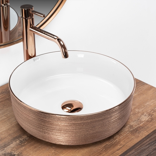 Rea Sami 36 cm pultra ültethető mosdó, fehér/rose gold REA-U3303