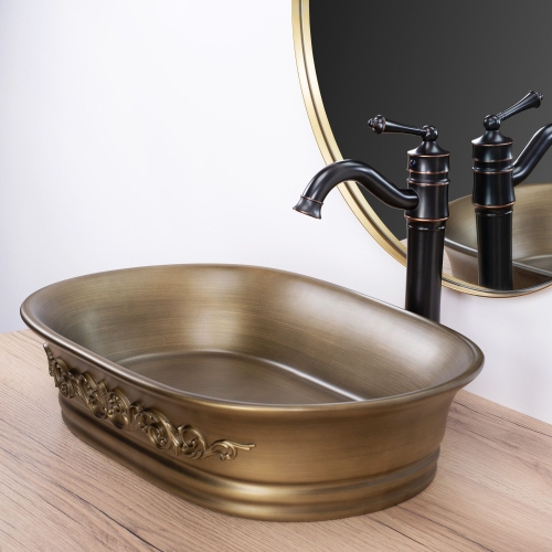 Rea Wilma Rustic 55x38 cm pultra ültethető mosdó, réz REA-U3305