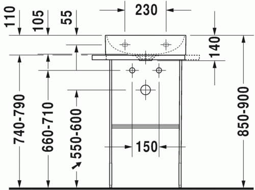 Duravit DuraSquare 45x35 cm bútorral alápépíthető kézmosó 0732450041