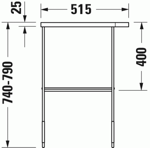 Duravit DuraSquare Fém állvány 073245-ös kézmosóhoz, matt fekete 0031094600