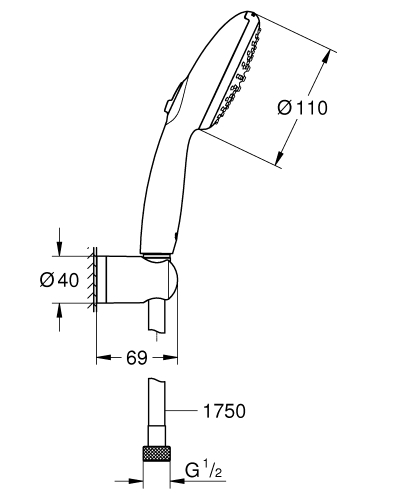Grohe Vitalio Start 110 fali tartós szett 2 spray, matt fekete 279502431