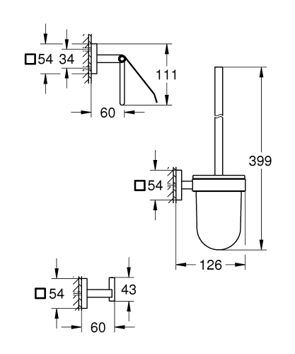 Grohe Start Cube fürdőszobai kiegészítők szett 3 az 1-ben, matt fekete 411232430