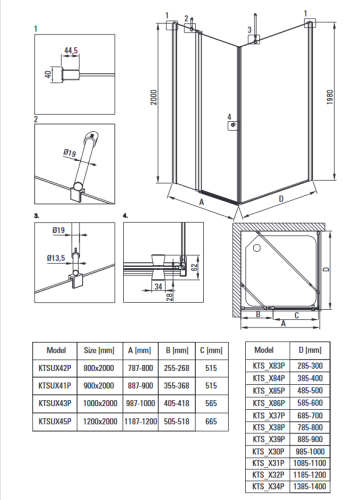 Deante Kerria Plus 80 cm nyílós zuhanyajtó, króm KTSU042P
