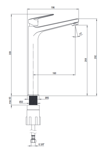 Deante Jasmin magasított mosdó csaptelep, króm BGJ_020K (K)