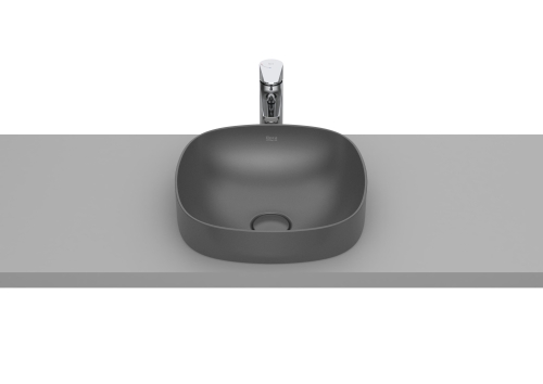 Roca Inspira SOFT 37x37 cm pultba építhető FINECERAMIC mosdó, onyx A32750R640