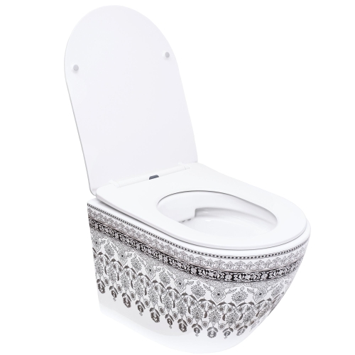 Rea Arte perem nélküli fali wc, fehér/fekete REA-C5000