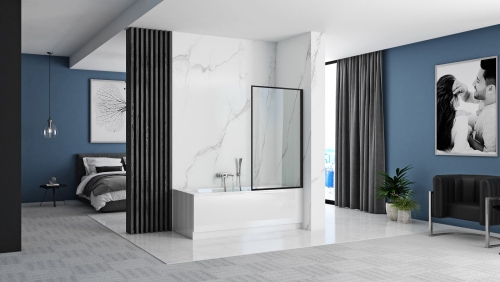 Rea LAGOS Fix 80x140 cm kádparaván, fekete REA-K7390