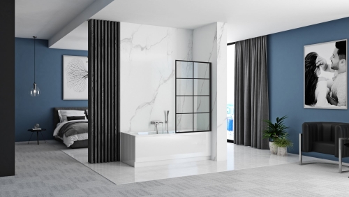 Rea LAGOS1 Fix 70x140 cm kádparaván, fekete REA-K4560