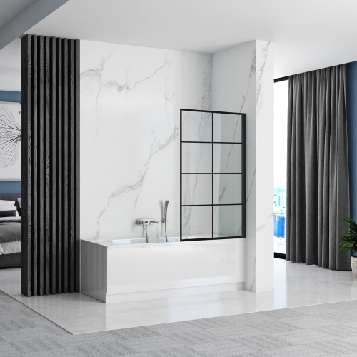 Rea LAGOS1 Fix 80x140 cm kádparaván, fekete REA-K4561