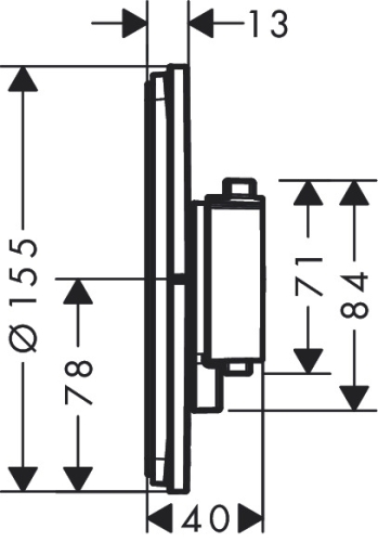Hansgrohe ShowerSelect Comfort S falsík alatti termosztát mennyiségszabályozóval, szálcsiszolt fekete króm 15559340