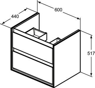Ideal Standard Connect Air 60 cm fali mosdótartó szekrény 2 fiókkal, fehér E0818B2
