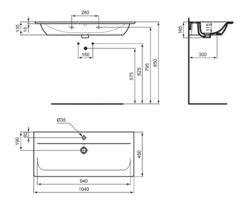 Ideal Standard Connect Air 104x46 cm mosdó, fehér E027401