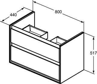 Ideal Standard Connect Air 80 cm fali mosdótartó szekrény 2 fiókkal, világosszürke fa E0819PS