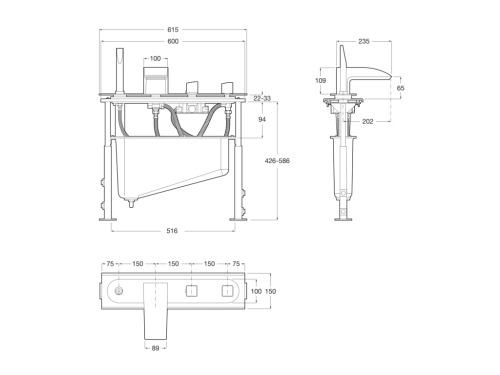 Roca Thesis perembe építhető termosztátos kádcsaptelep, króm A5A2650C00