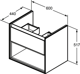 Ideal Standard Connect Air 60 cm fali mosdótartó szekrény nyitott polccal, matt sötétbarna E0826VY