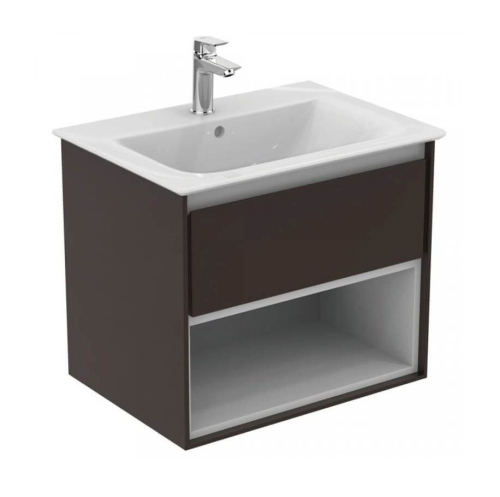 Ideal Standard Connect Air 60 cm fali mosdótartó szekrény nyitott polccal, matt sötétbarna E0826VY