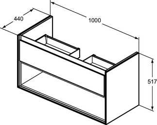 Ideal Standard Connect Air 100 cm fali mosdótartó szekrény nyitott polccal, matt sötétbarna E0828VY