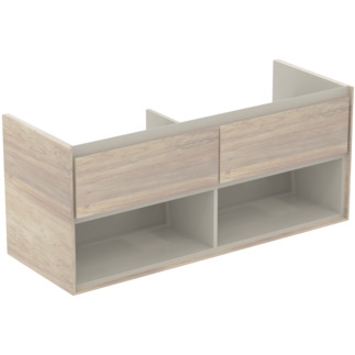 Ideal Standard Connect Air 120 cm fali mosdótartó szekrény nyitott polccal, világosbarna fa E0829UK