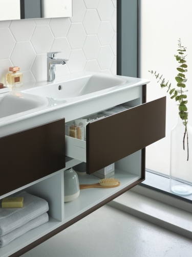 Ideal Standard Connect Air 120 cm fali mosdótartó szekrény nyitott polccal, matt sötétbarna E0829VY