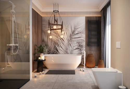 M-Acryl Violet 165x75 cm szabadon álló műmárvány kád, fehér 12594