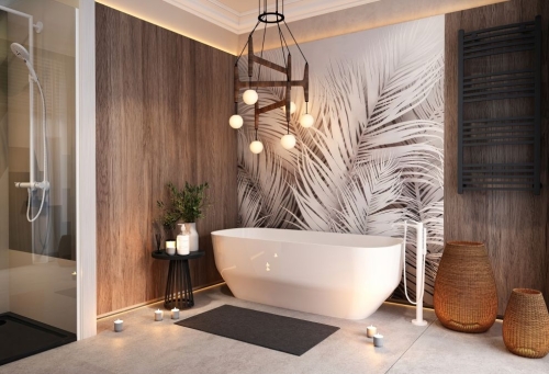 M-Acryl Violet 165x75 cm szabadon álló műmárvány kád, fehér 12594