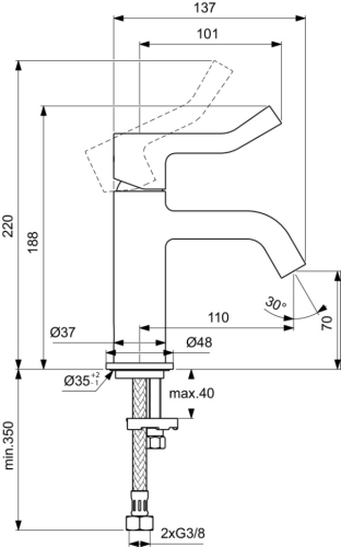 Ideal Standard JOY orvosi karos mosdó csaptelep, szálcsiszolt arany BD468A2