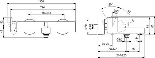 Ideal Standard EXTRA fali kádtöltő csaptelep, silver storm BD513GN