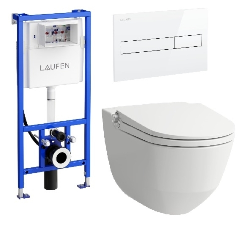 Laufen Riva okos wc szett, fehér wc csésze fehér nyomólappal SZP-LA1, (H8206914000001, H8946660000001, H8956610000001)