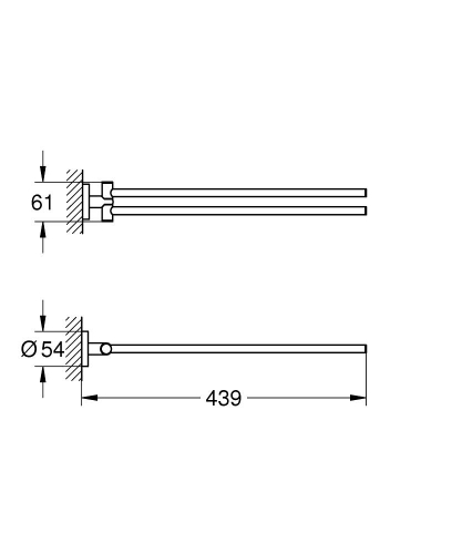 Grohe Essentials kétágú törölközőtartó, matt fekete 1024672430