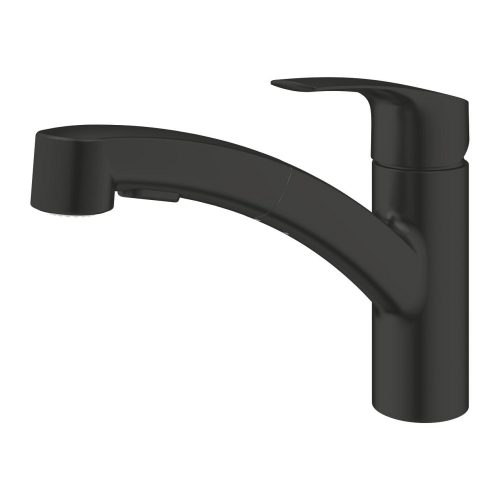 Grohe Eurosmart egykaros mosogatócsaptelep kihúzható kétfunkciós zuhanyfejjel, matt fekete 303052431