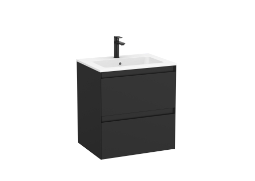 Roca Tenue 60 cm-es fürdőszobabútor szett matt fehér mosdóval, matt fekete A851933532