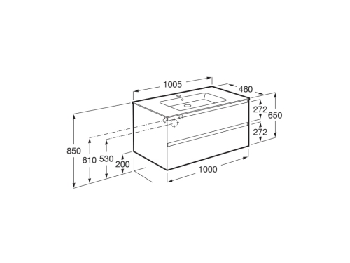 Roca Tenue 100 cm-es fürdőszobabútor szett matt fehér mosdóval, onyx A851935531