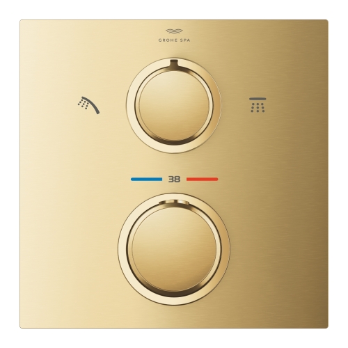 Grohe Allure termosztátos zuhanycsaptelep 2 fogyasztóhoz, Brushed Cool Sunrise 29181GN2