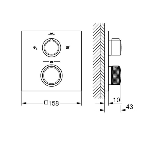 Grohe Allure termosztátos zuhanycsaptelep 2 fogyasztóhoz, Brushed Cool Sunrise 29181GN2