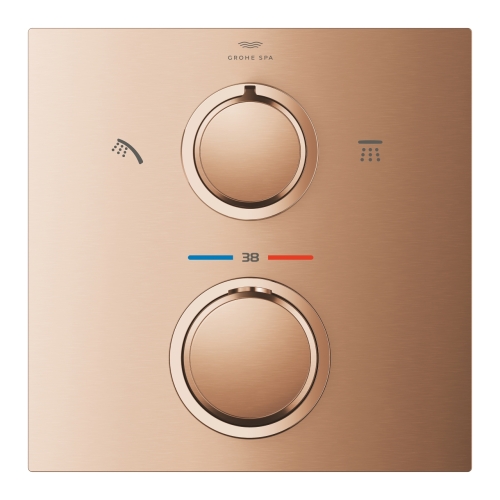 Grohe Allure termosztátos zuhanycsaptelep 2 fogyasztóhoz, Brushed Warm Sunset 29181DL2